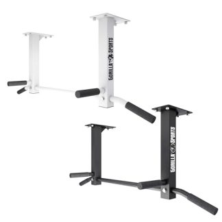 GORILLA SPORTS® Barres Traction Plafond - à 5 Poignées Antidérapante, Matériel Montage, Charge Max 350kg, Acier, Noir/Blanc – Multi-Grip Pull Up Bar, Barre Fitness Fixation, Musculation, Exercice