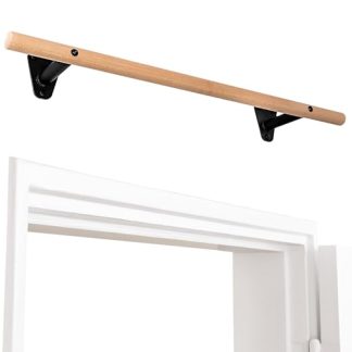 PULLUP & DIP Barre de traction en bois – Barre en hêtre à fixer au mur au-dessus d’un cadre de porte – Barre 40 mm pour tractions & renforcement de la prise – Barre de traction murale pour home gym