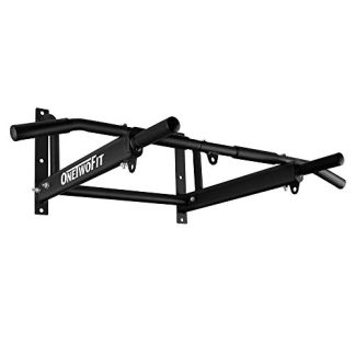 ONETWOFIT Barre de traction murale avec 6 trous plus stable pour une utilisation en intérieur et en extérieur, poids maximum : 200 kg OT103 (Noir-1)