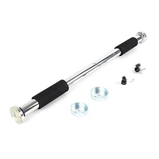 WilTec Barre Gymnastique de Traction - Ø 30 mm - en Acier chromé - Charge Max. 100 kg - Antiglissante - pour Encadrements Porte 62-85 cm - Endurance Entraînement Sport Fitness