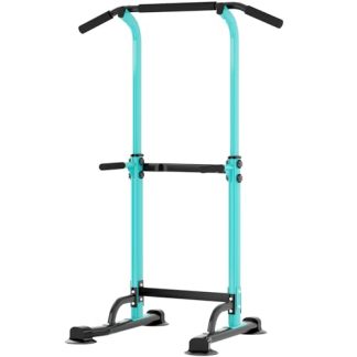soges Barre de Traction Réglable sur Pied Chaise Romaine Ajustable pour Entraînement à Domicile Workout Dip Station Fitness Power Tower Physique Entraînement de Musculation Bleu