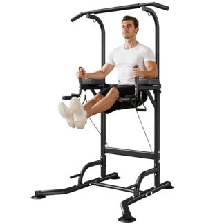 Botifly Power Tower Dip Station de Traction Autoportante, Barre de Traction Hauteur Réglable de 170 à 220 cm, Multifonctionnelle, Appareil d'entraînement Pour la Maison