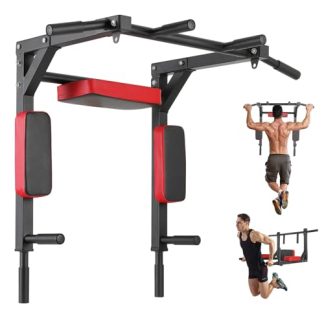 Barre de Traction 4 en 1 pour Montage Mural, Fitness Fixation Murale Support, Station de Dip pour Gym en Intérieur à la Maison, Poignées Antidérapantes, Max 200KG
