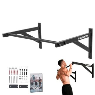 GORNATION Barre de Traction Murale, Barre de Fitness Gym à Domicile, Wall Pull Up Bar, Home Gym Bar pour Pull Up, Chin Up, Muscle Up, avec Kit de fixation inclus (Indoor, Small)