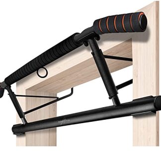 AthleticPro - L'original - Barre de traction pour cadre de porte - Barre de traction très résistante [200 KG] - Barre de porte sans montage - 20cm plus haut dans le cadre - Aussi pour dips & push ups
