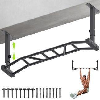 Kipika Barre de Traction Montée au Plafond, Barre de Traction Multi-Prises Robuste, Barre de Traction Montée, Hauteur Ajustable, Idéale pour le Gym à Domicile et le Renforcement Musculaire