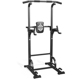 Sportsroyals Barre de Traction 5-en-1 Power Tower : Multifonction, Support 204 kg, Station de Musculation pour Gymnase à Domicil (black02)
