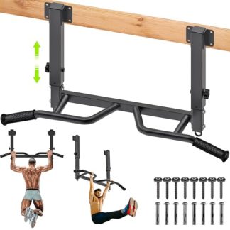 SELEWARE Barre de traction pour montage au plafond, construction robuste en acier (Barre de traction fixée au plafond (avec 2 anneaux), B)