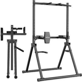 DH FitLife Power Tower Pliable Station de Dips jusqu'à 210 kg | Barre de Tractions Autonome avec Barres de Dips et Rétro-entraîneur | Station de Musculation et Fitness | Rack pour Salle à Domicile