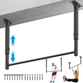 Kipika Barre de traction pour montage au plafond de 48 pouces, barre en acier robuste avec réglage de la hauteur à 4 niveaux, stable, durable et facile à installer, capacité de 500 livres
