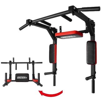 ONETWOFIT Barre de Traction à Montage Mural Multifonctionnelle, Station de Dip pour Gym en Intérieur à la Maison, Power Tower Set Equipements d'entrainement Stands Support de Dip de 440 Lbs OT126