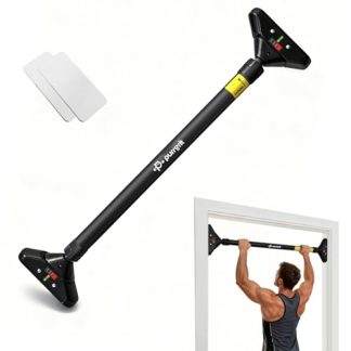 Purrgrit Barre de traction pour porte de 74 à 95 cm, barre de porte pour équipement de gym à domicile, Avec tapis de protection murale，montage sans vis, antidérapant