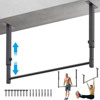 Kipika Barre de traction de plafond robuste de 121,9 cm – Hauteur réglable, prise en main confortable, installation facile – Idéal pour l'entraînement à la maison – Supporte jusqu'à 226,8 kg