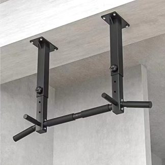 Barre de traction murale et barre de solive pour salle de sport à domicile avec bois et vis (Black2)