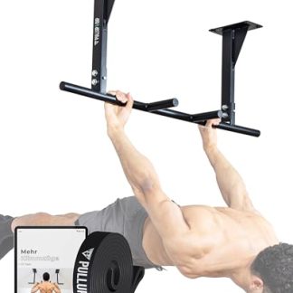 PULLUP & DIP Barre de Tractions pour Montage au Plafond - Résistant Jusqu'à 180 kg - Antidérapant 5 Positions de Préhension pour l'Exercice - Idéale pour Musculation Maison, Gym et Appareil Fitness